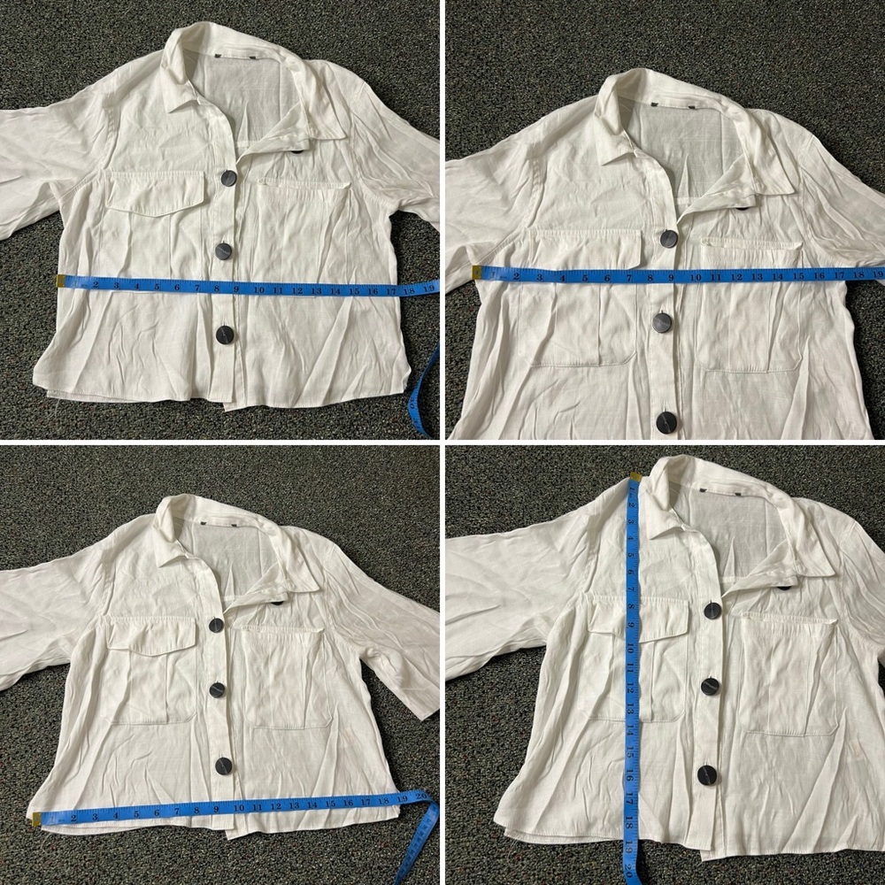 PRIMARK White Short-Sleeve Oversize Boxy Button Down Blouse Top Collar T-Shirt S - Picture 16 of 16
